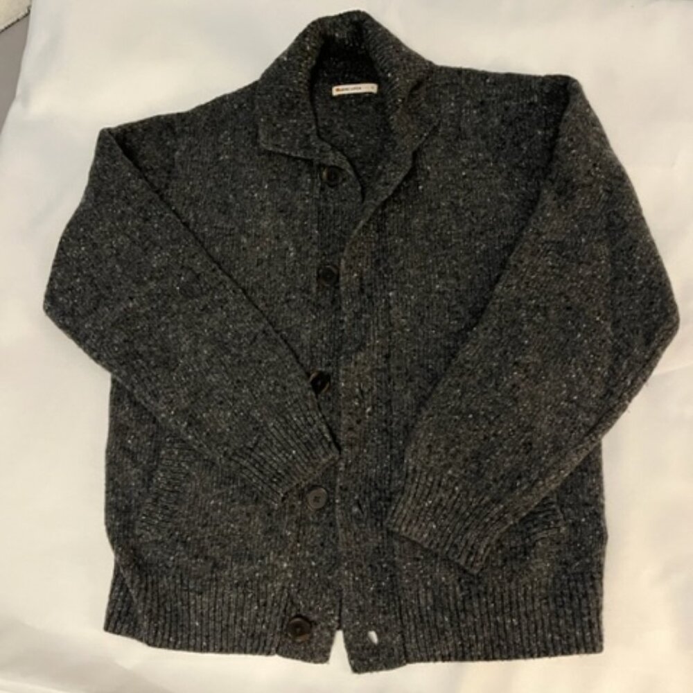 Marine Layer Wool Collared Cardigan Sweater Deep Grey Size S NWOT